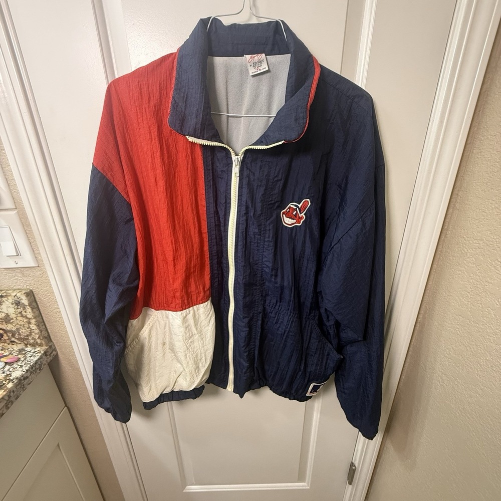 Vintage Cleveland Indians Jacket XL EastWest USA Chief Wahoo MLB Windbreaker